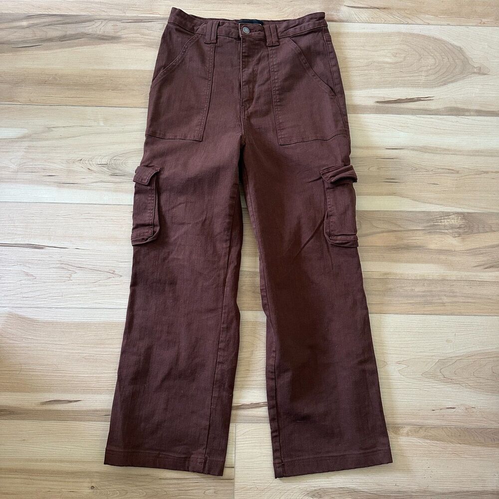 Fashion Nova Brown Utility‎ Cargo Pants High Rise Straight Leg Womens Size 11